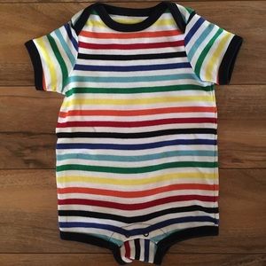 Primary rainbow stripe babysuit shortie sz 3-6 mo